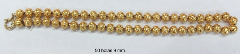 Producto Collar bolas de filigrana oro 9mm